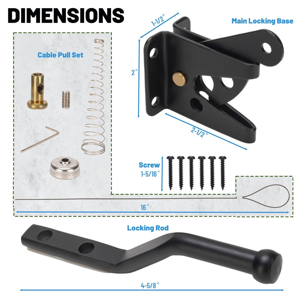 Self Locking Gate Latches with Spring Cable Pull, Latch Pull