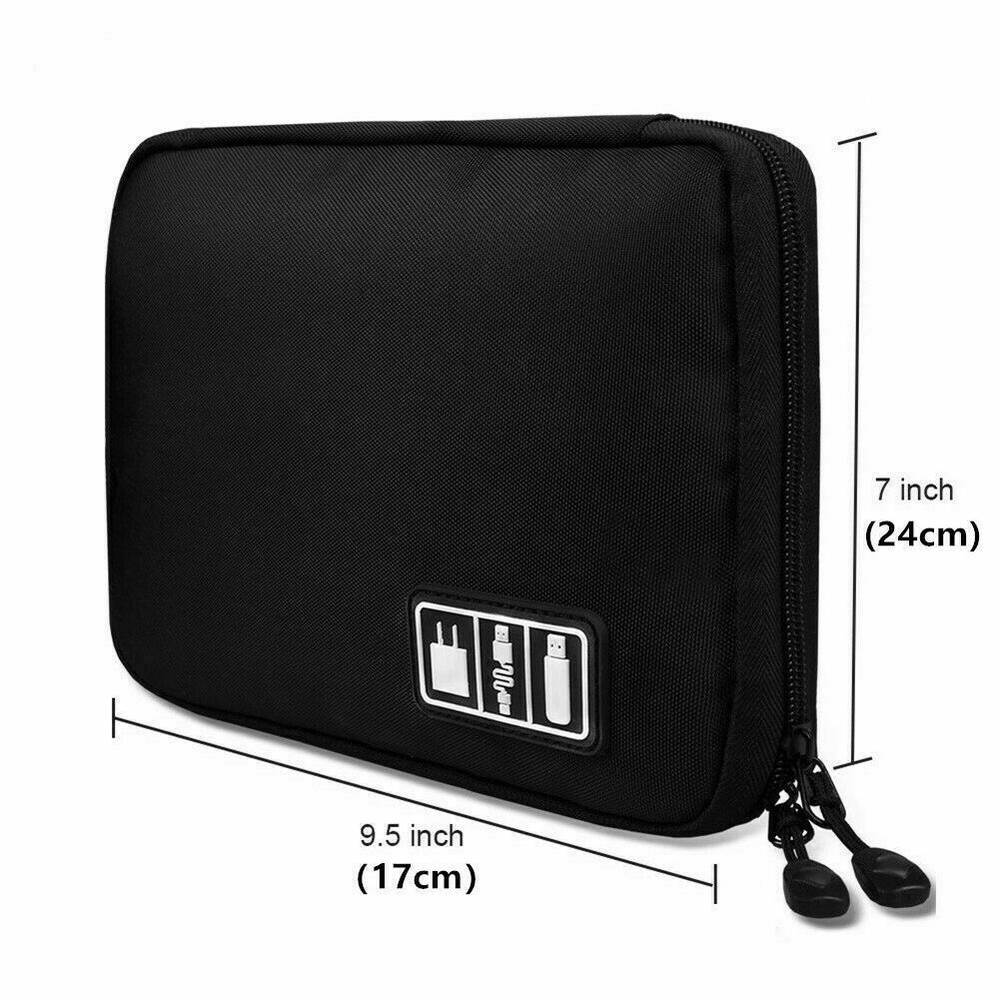 Universal Protective Travel Case for Small Electronics cable Accessories - Black