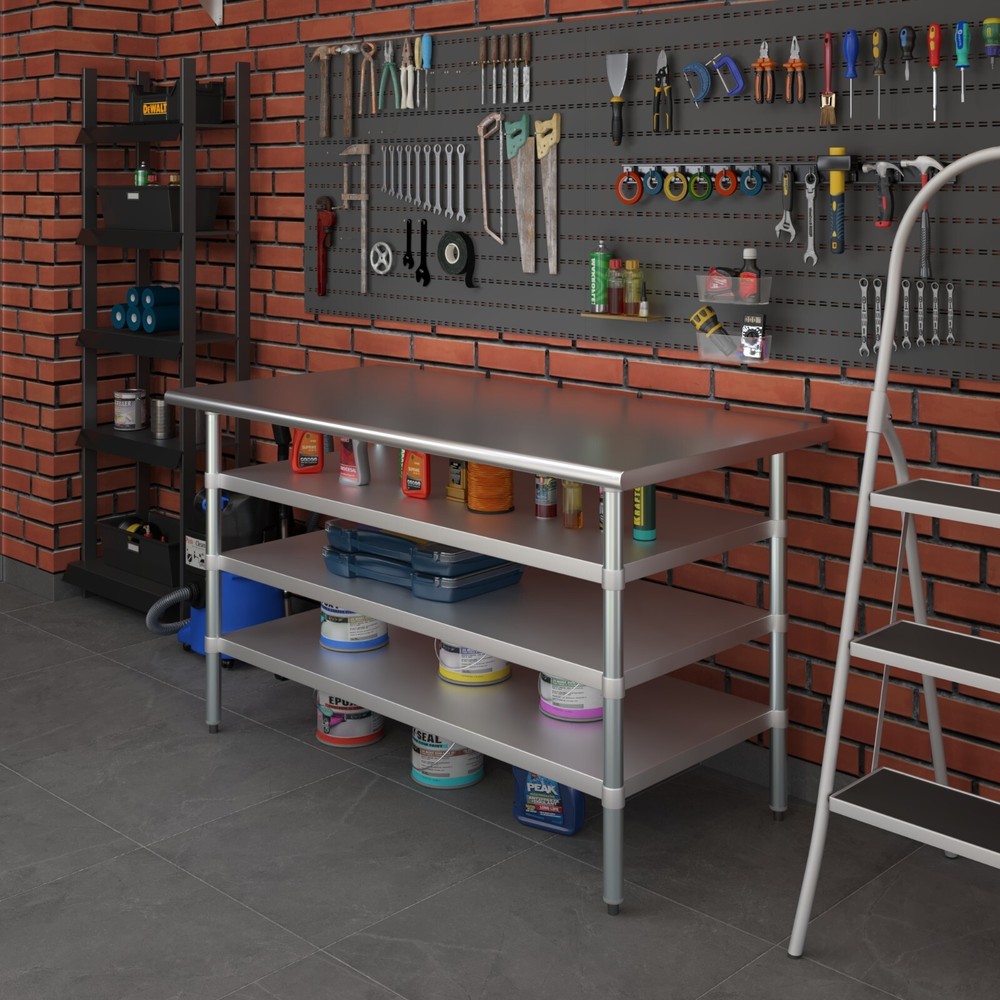 30 in. x 60 in. Stainless Steel Table With Three Undershelves