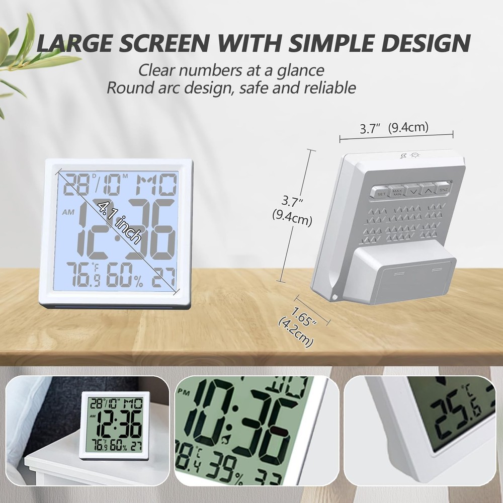 Digital Alarm Clock Mini Size for Bedside, Big Numbers Display with Backlight...