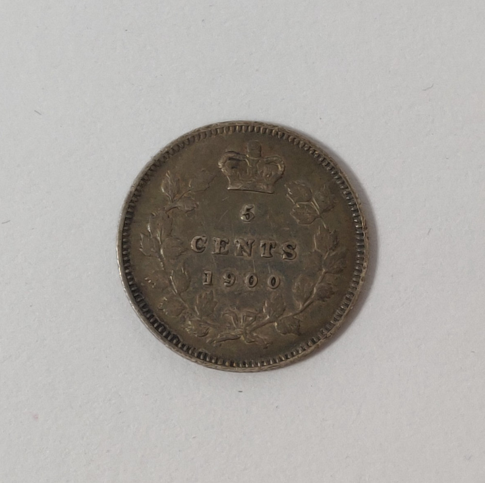1900 CANADA STERLING SILVER 5 CENT SILVER COIN