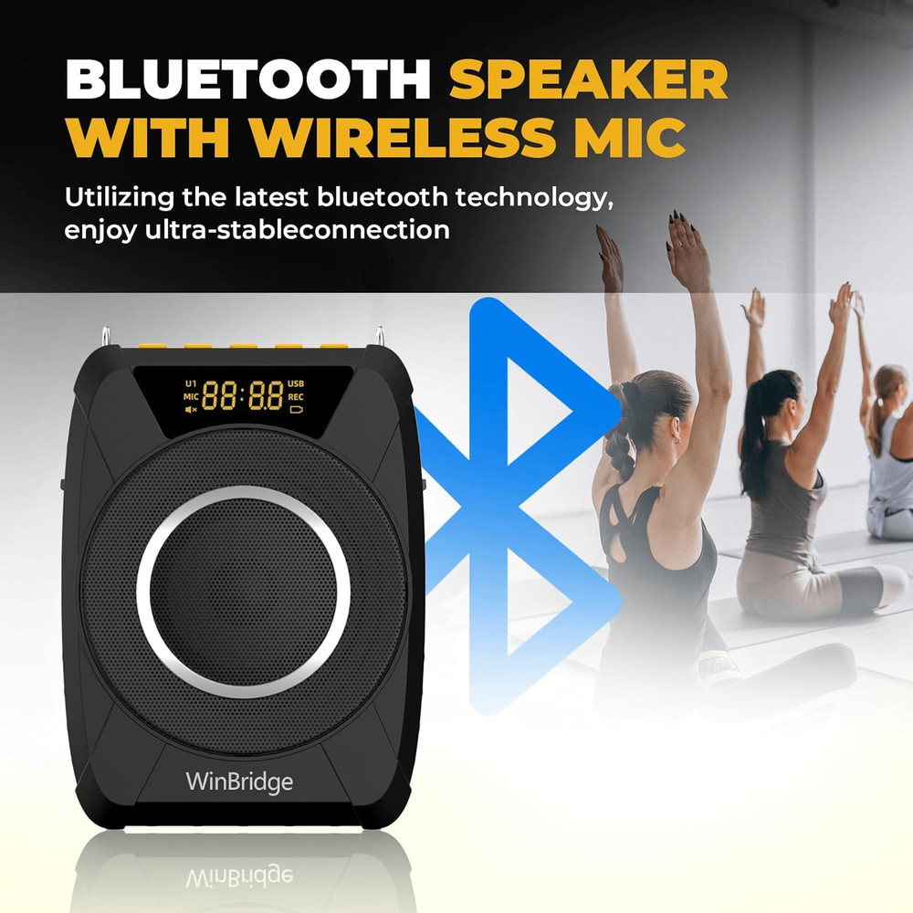 Voice Amplifier with Wireless Microphone Headset – Waterproof Portable Speaker M