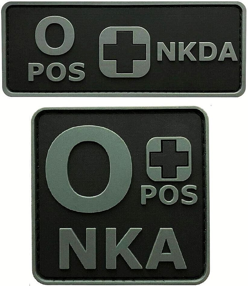 O+ Positive Blood Type NKDA ACU Morale Patch  | 2PC PVC RUBBER -HOOK