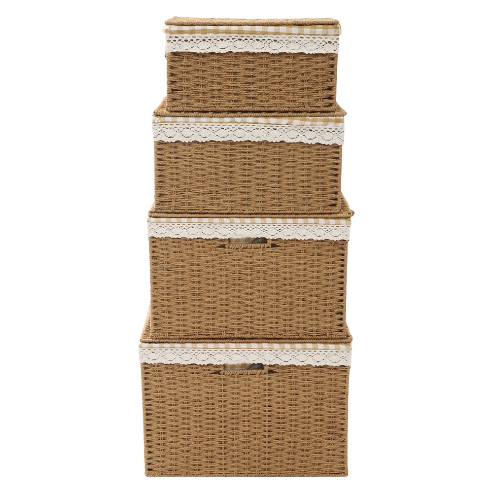 Large Storage Bin Rope Woven Basket Storage Basket with Lid/Handle & Liner