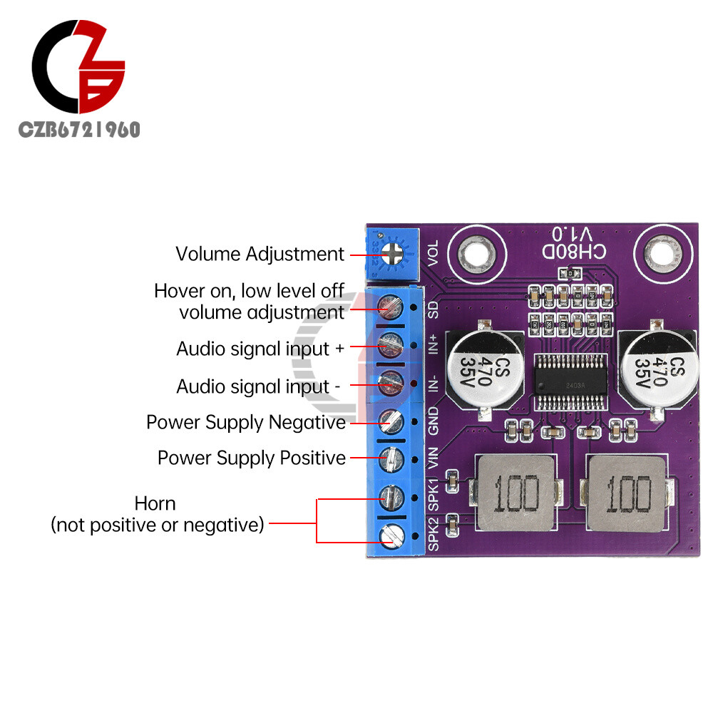 80W Stereo Voice Audio Amplifier Module Class D Amplifier Board Player Module