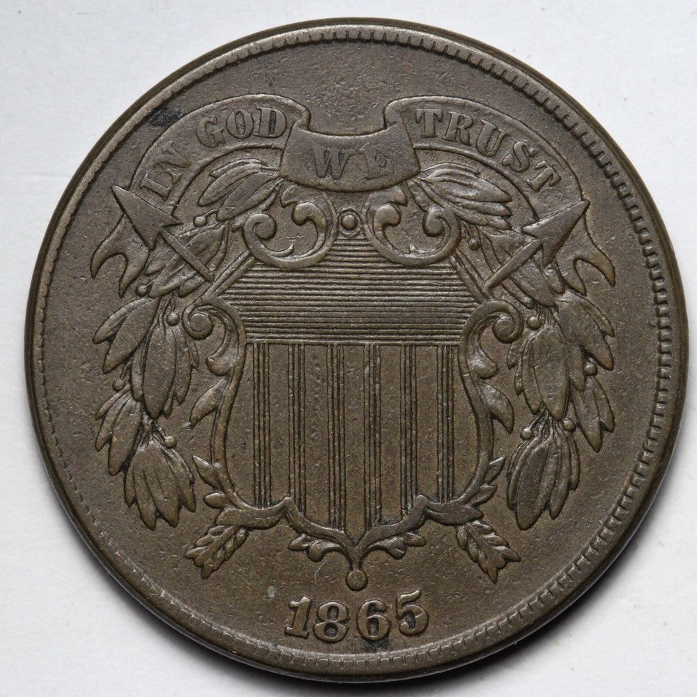 1865 Two Cent Piece AU E188 TREM