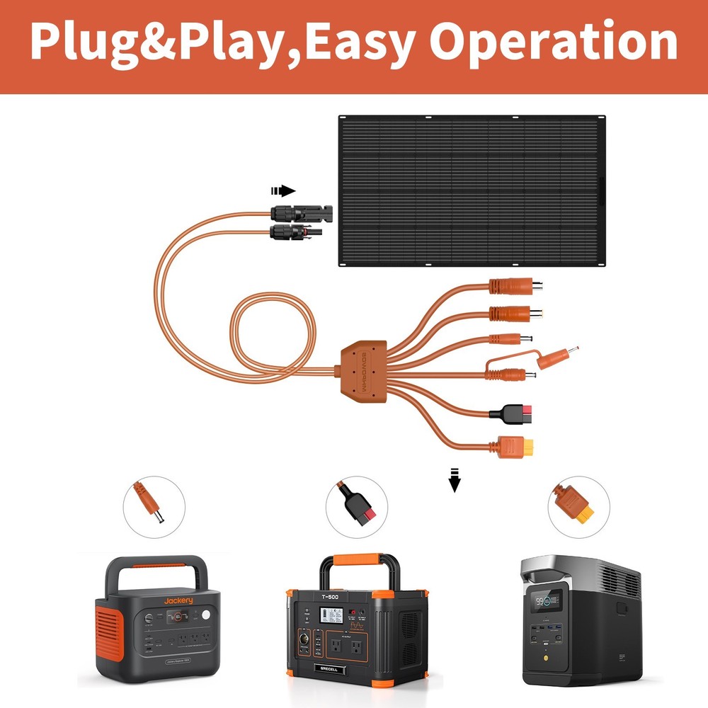 Solar Panel Adapter Cable Universal 7-in-1 Solar Connector for Powerstation