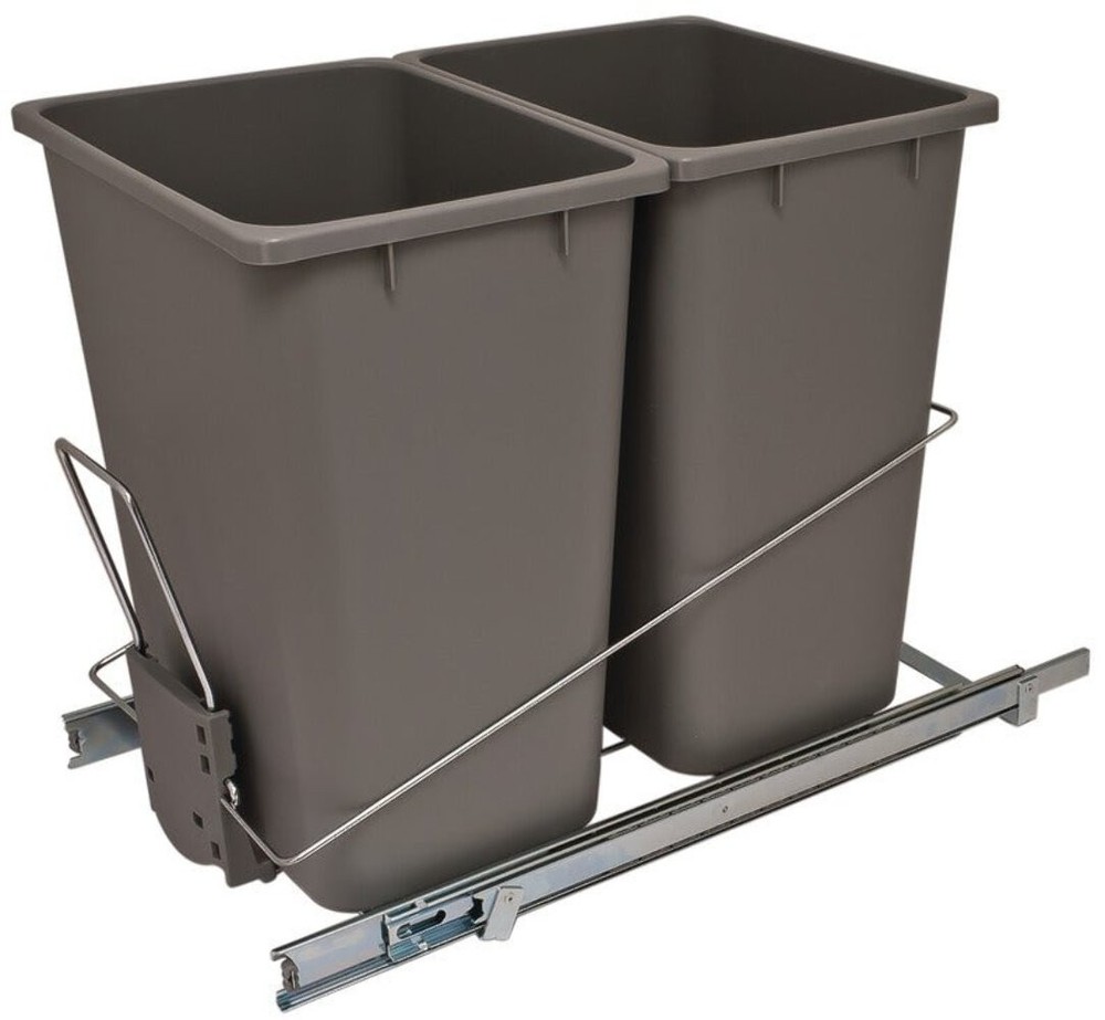 Hafele Wire Waste Double 2 x 36 Qt. Pullout Trash Bin System with Soft-Close Sli
