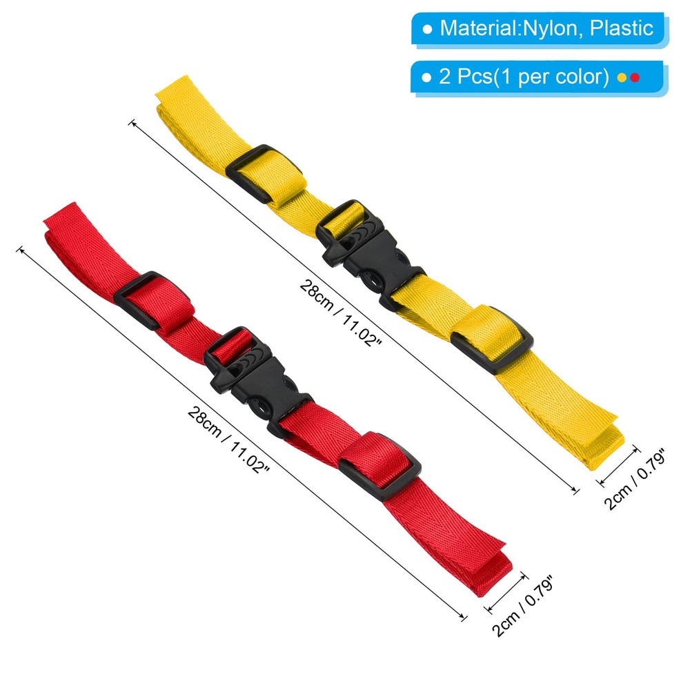 Backpack Belt Strap Set, 2 Pcs Strap with Quick-Release Buckle, Yellow, Red