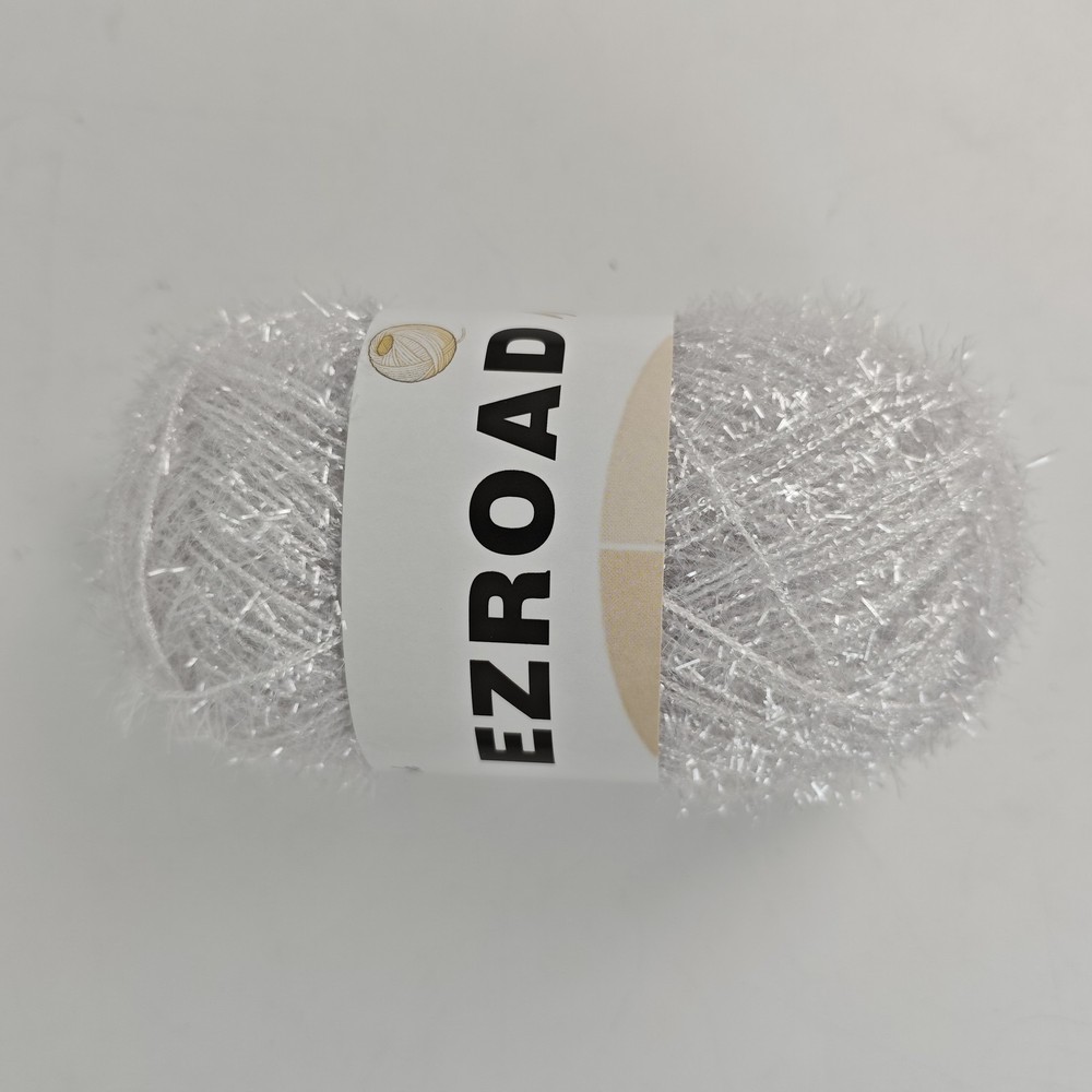 EZROAD White Silvery Scrubby Rayon Thread Yarn Polyester DIY Crochet