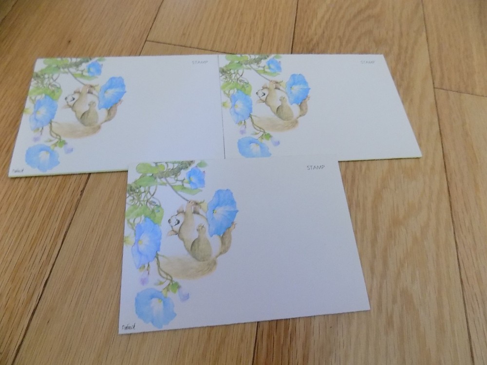 Vintage Postalettes Fold A Notes Mouse Squirrel  flowers 3 post a note