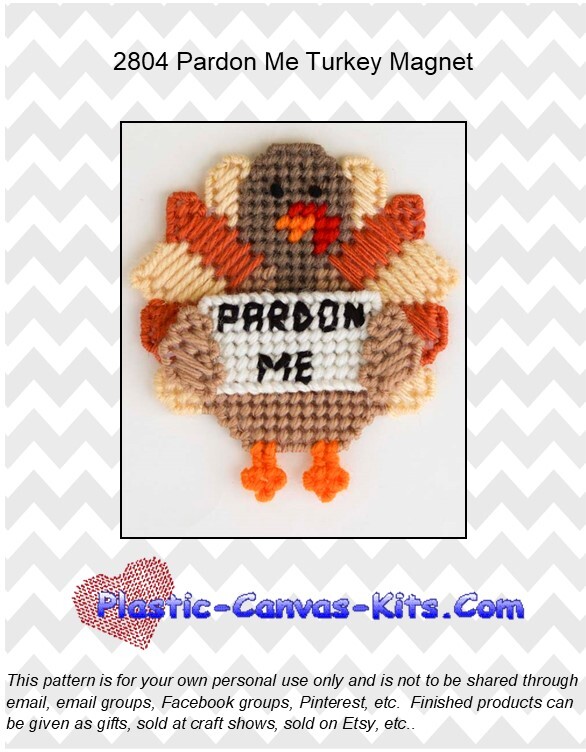 Pardon Me Turkey Magnet-Plastic Canvas Pattern or Kit
