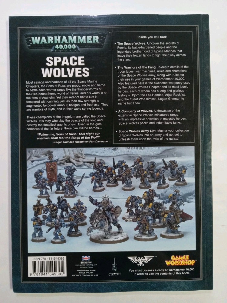 Warhammer 40,000 40k Space Wolves Codex 2009 Games Workshop Paperback Edition