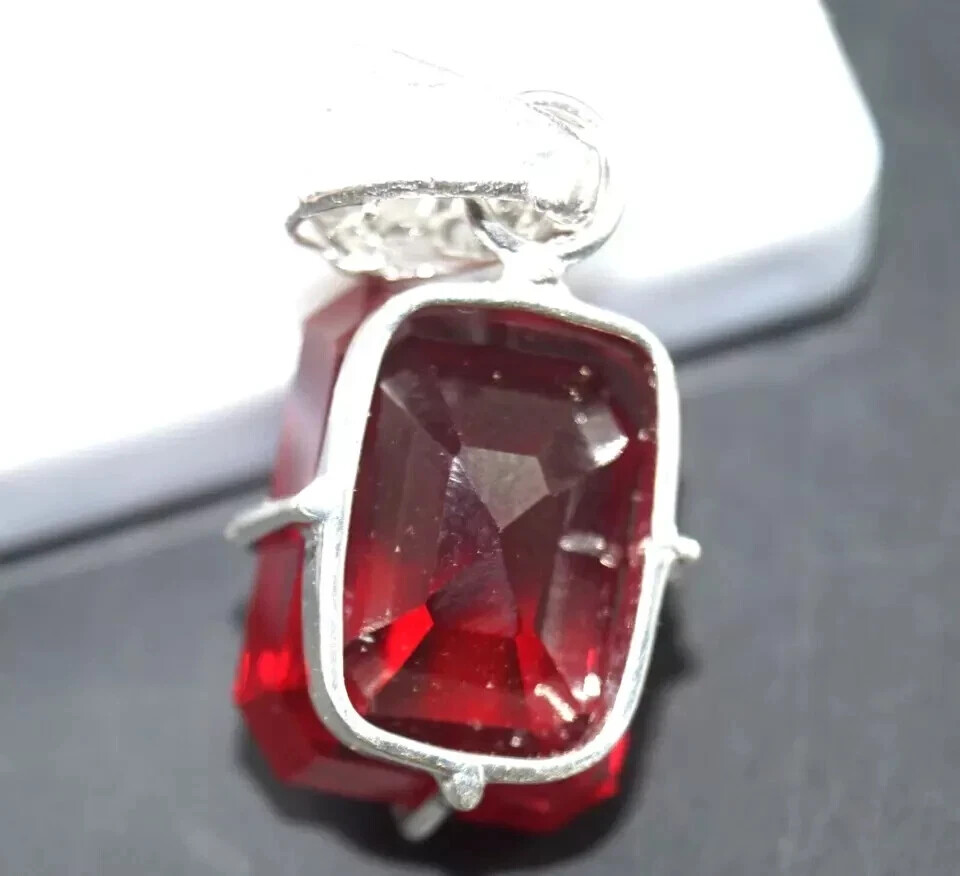 25 Ct Natural Red Ruby Emerald Cut Pendant AGL Certified Gemstone