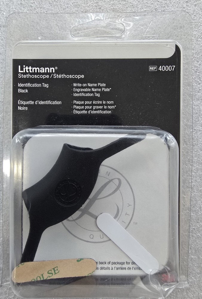 Littmann Stethoscope Identification Tag Write On Engravable Black