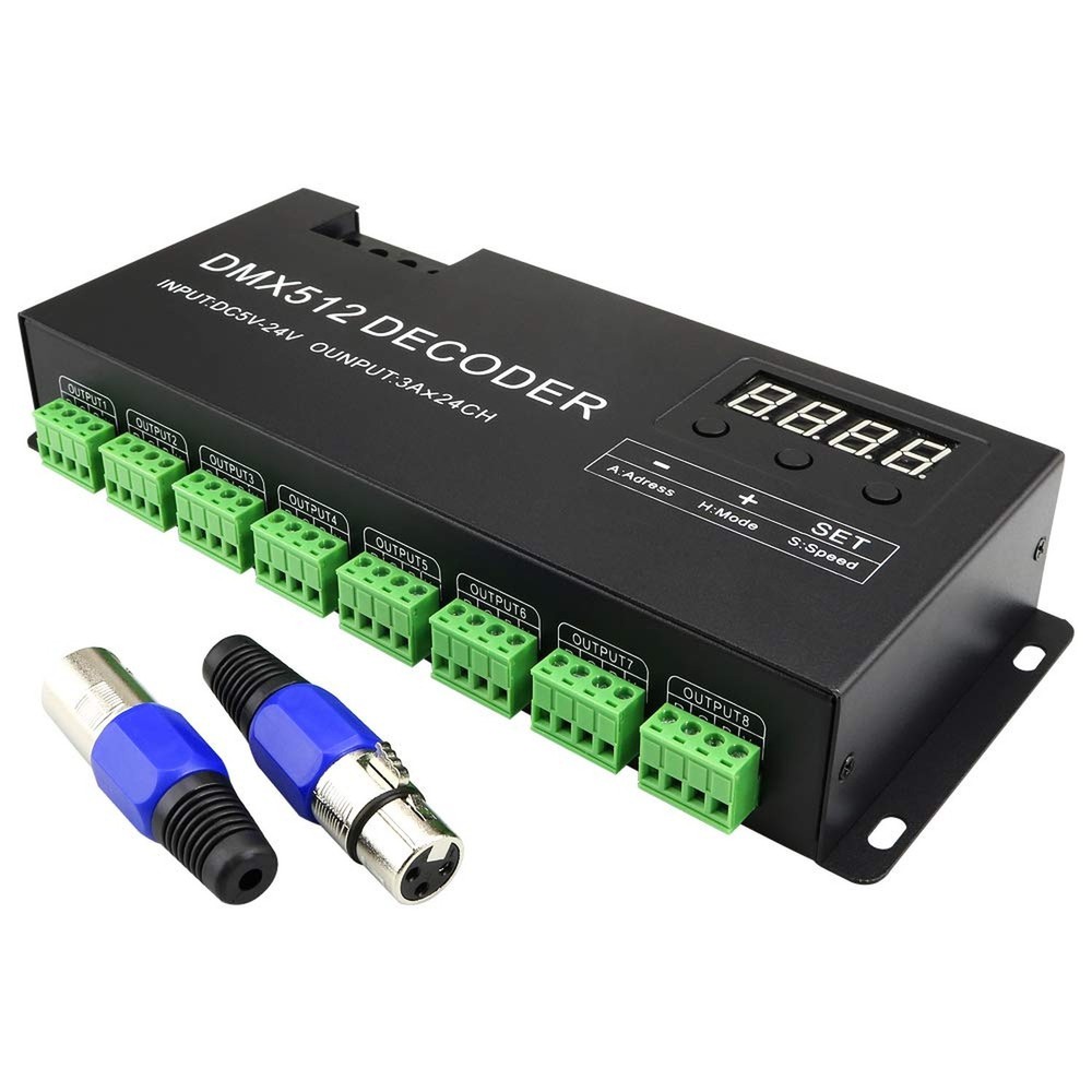 AMKI LED DMX 24CH Digital Display Decoder Dimming Driver LED DMX512 Decoder f...
