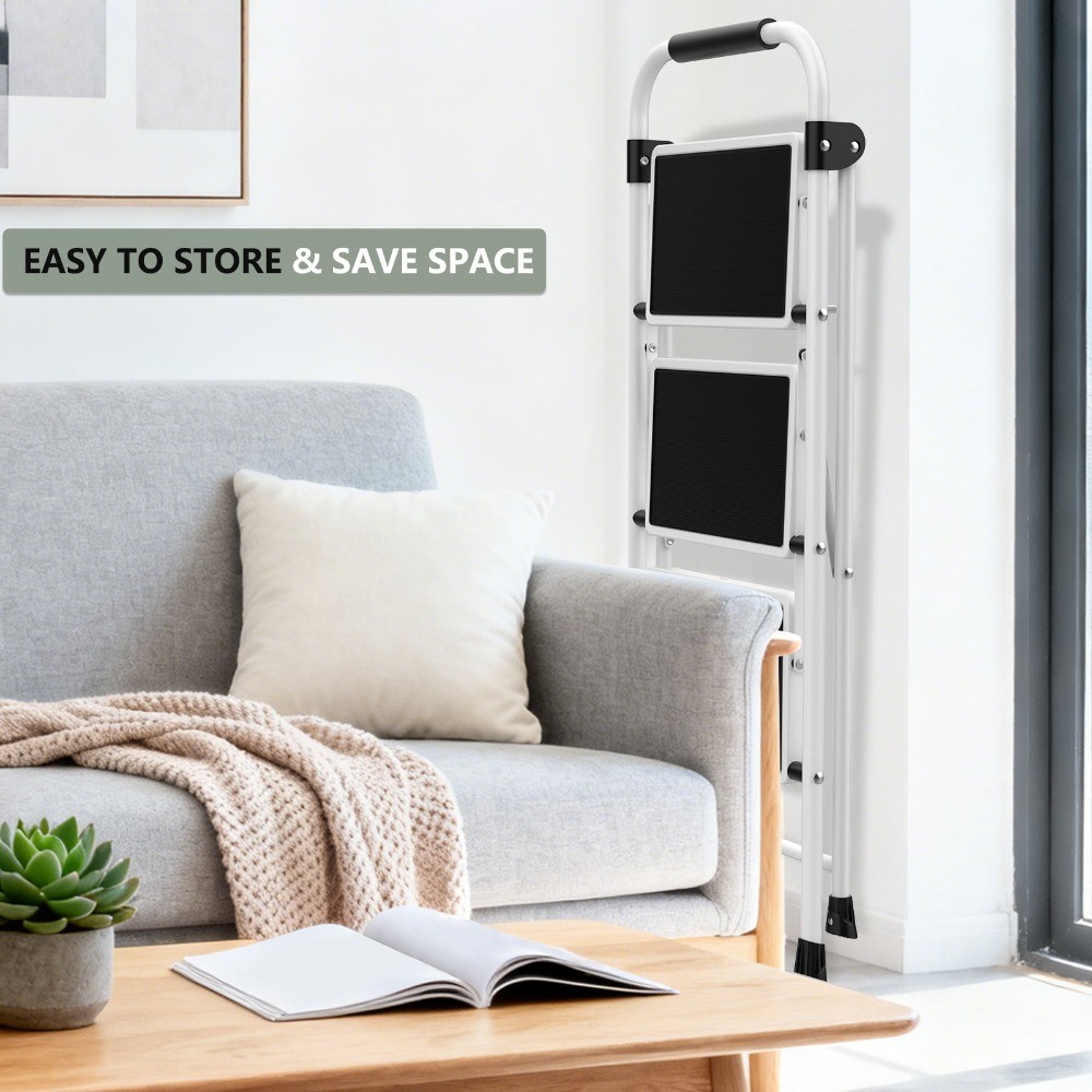 Ultra-Thin Folding Step Stools 330 lbs Capacity, 2-Inch Thin for Storage