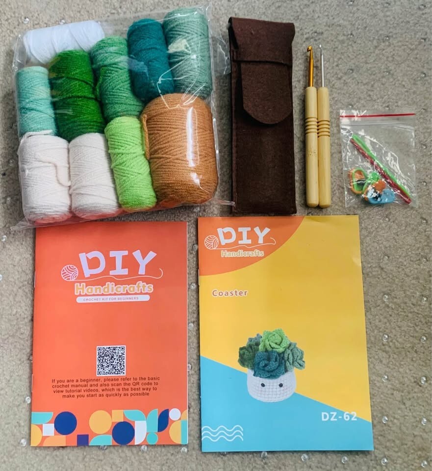 Crochet Succulent Coasters Kit W/ Instructions