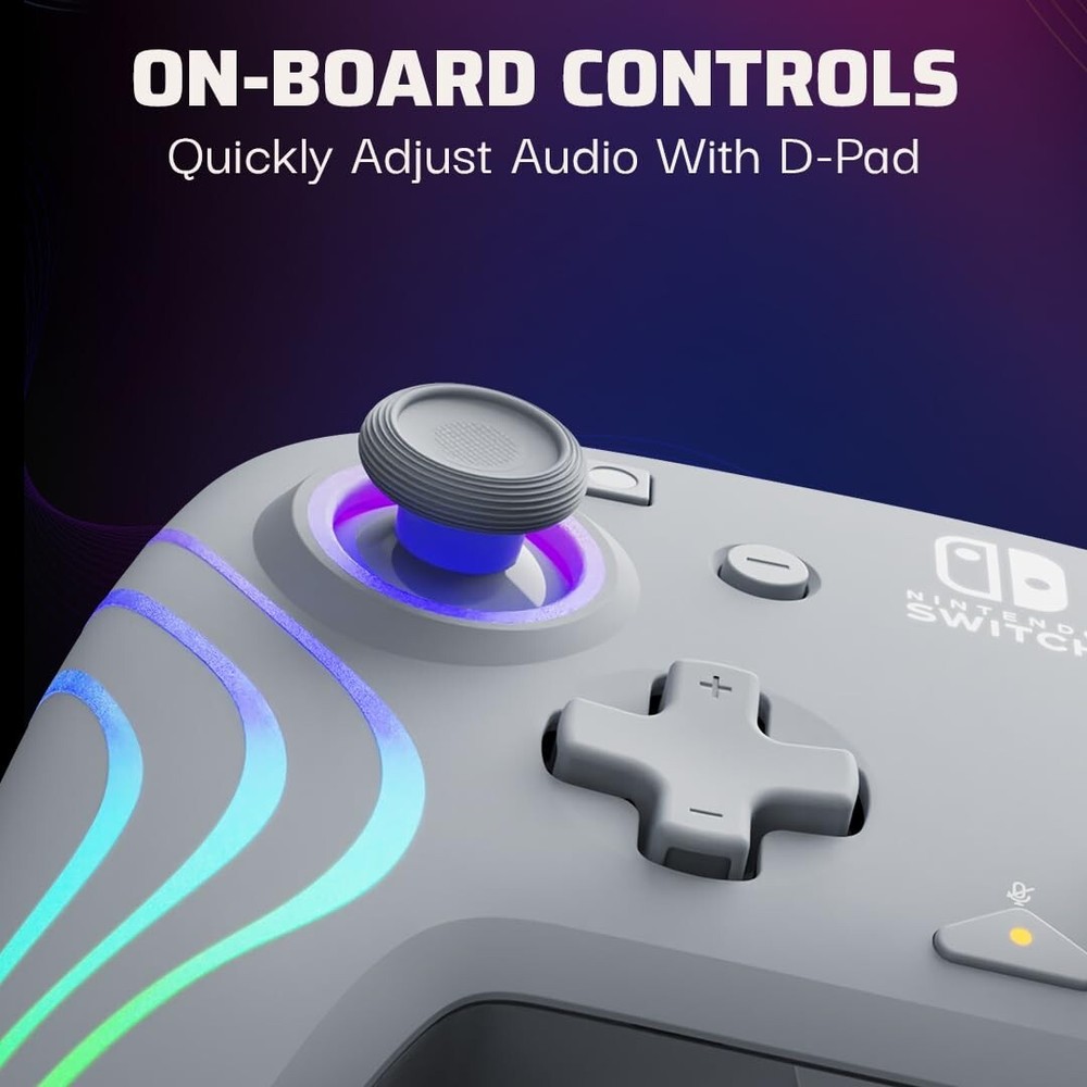PDP Afterglow Wave Wired LED Controller for Nintendo Switch,OLED - Grey