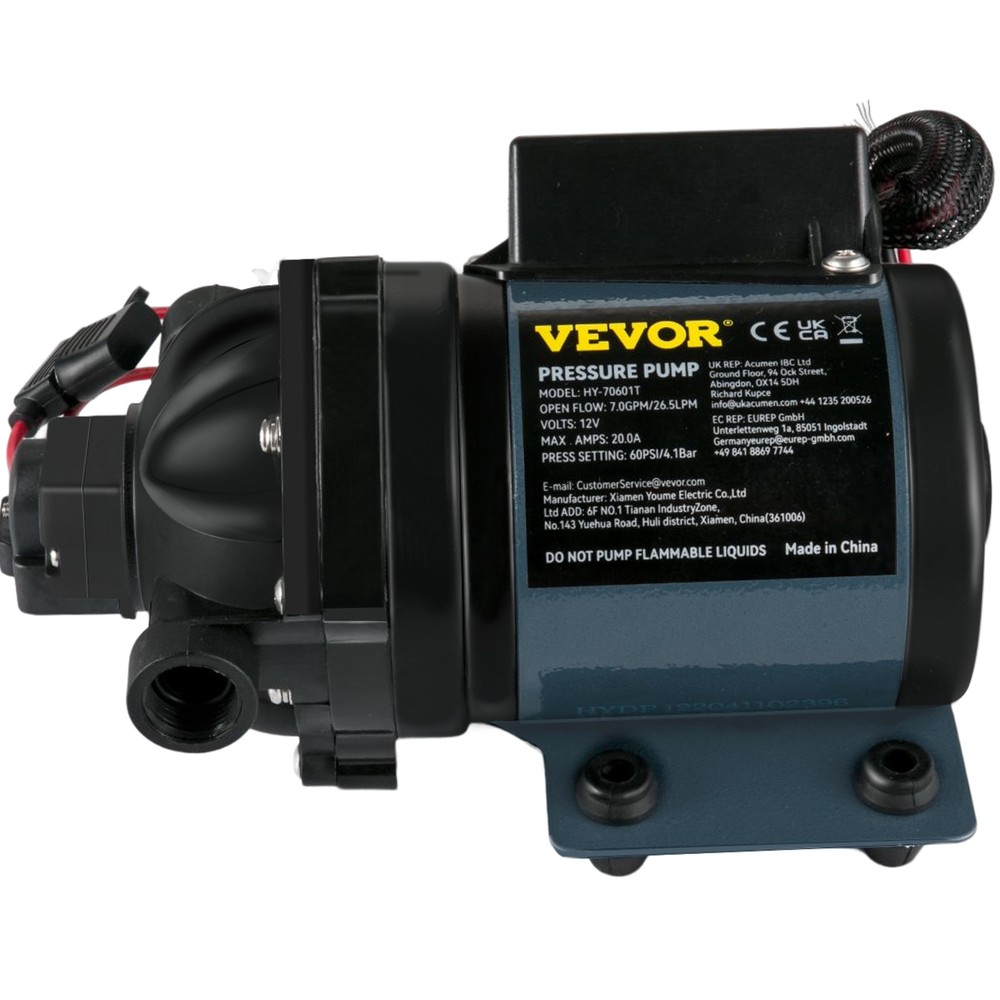 VEVOR Washdown Deck Pump Kit Water Pump 12V 7 GPM 60 PSI 10 FT Self Priming Head