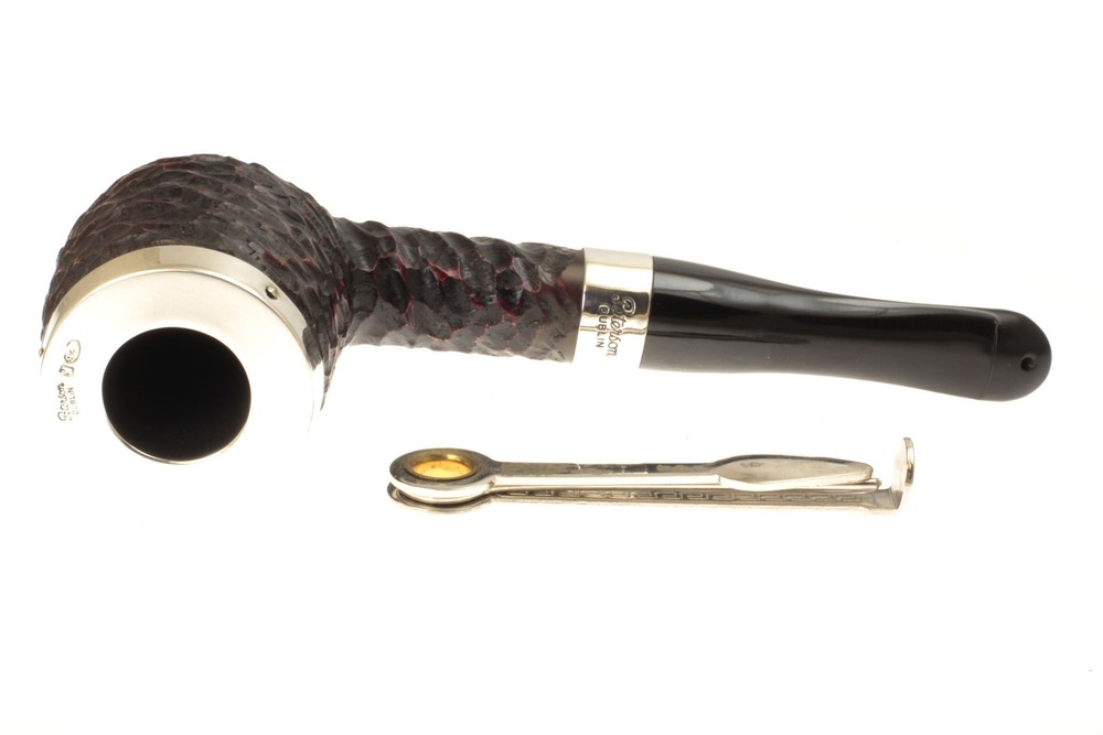 Peterson Hand Made "The House Pipe" Rusticated Silver Cap - Billiard