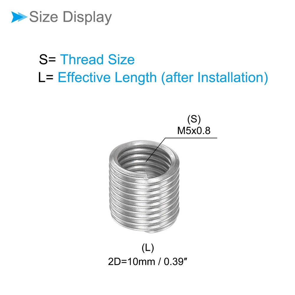 20pcs M5x0.8 2D Wire Thread Repair Insert Helical Type Coiled