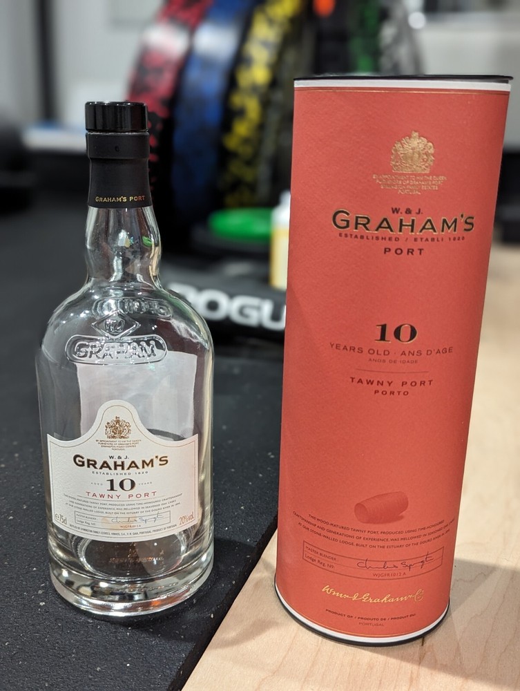 Empty Graham's Tawny Port incl. container
