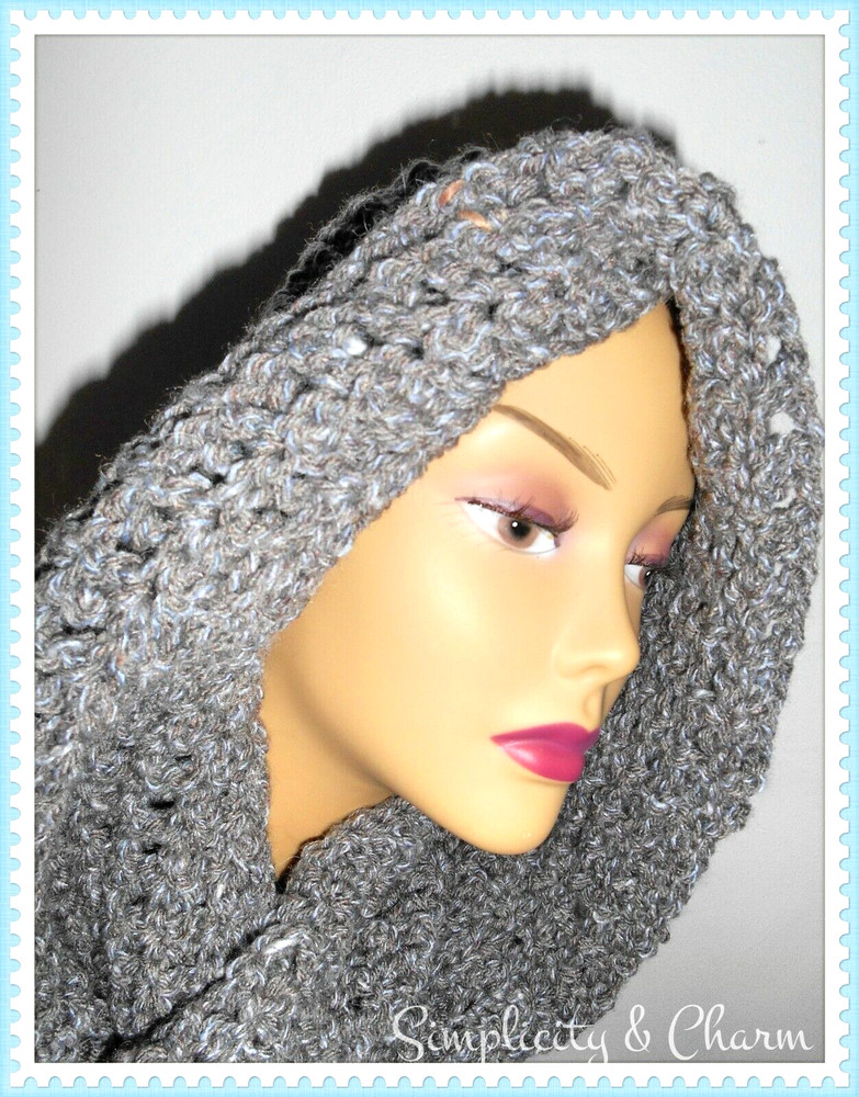 Wool Blend Gray Infinity Scarf