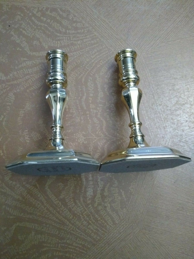 Pair (2) BALDWIN Brass 7" Candlesticks Octagon Base