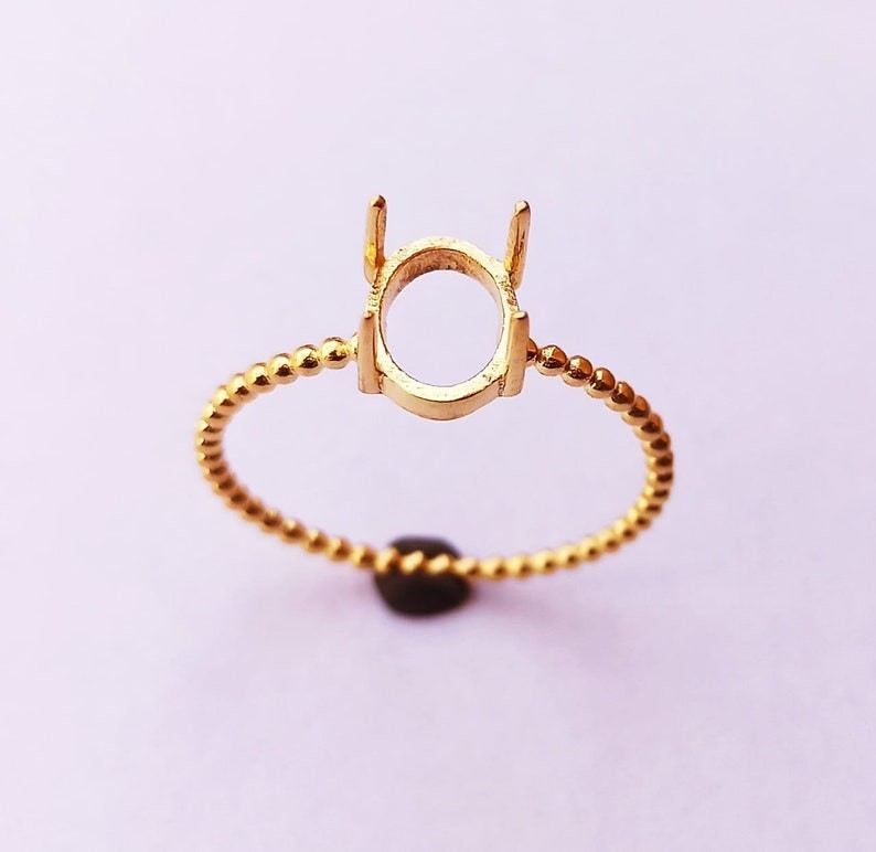 Solid 925 Sterling Silver Gold Plated Oval 8x10mm Prong Bezel Ring Blank