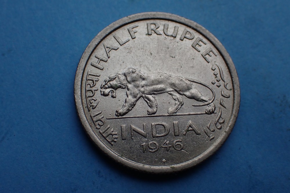 India, 1/2 Rupee, 1946 B, see images.