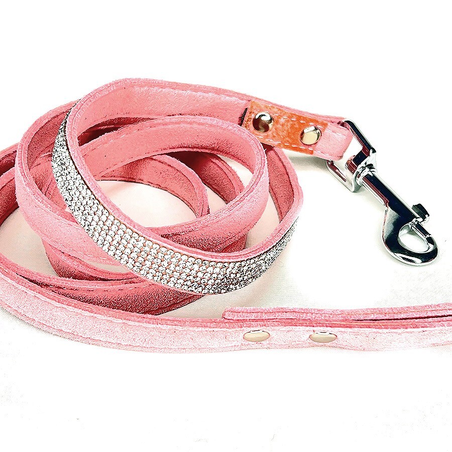 Pink VIP Bling Micro Suede Collar and Leash Set