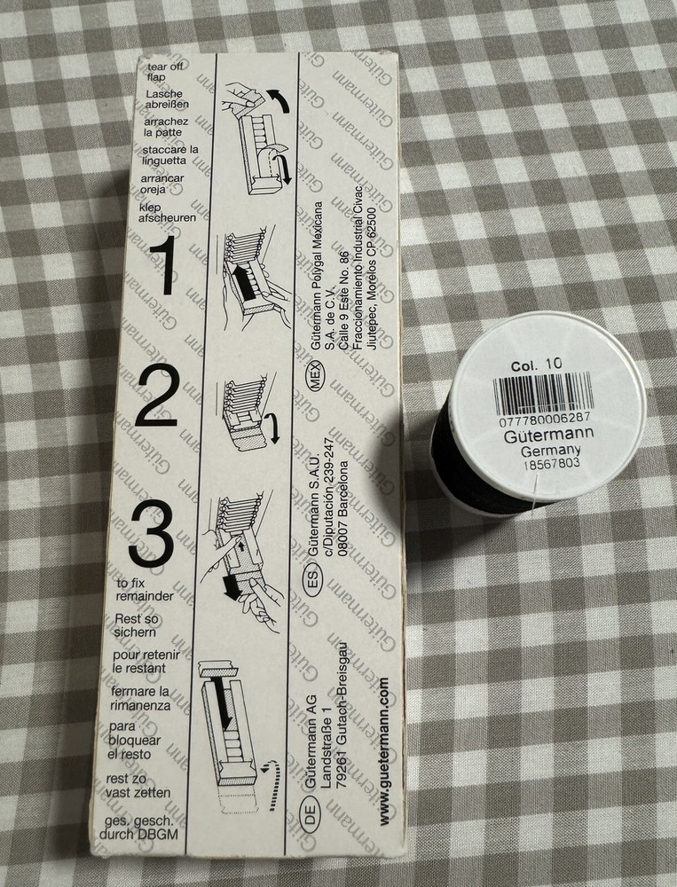 Gutermann Thread - Polyester - Black 010 - Multiple Sizes - 250yd, 500yd, 1000yd