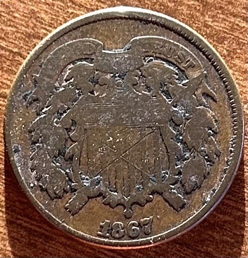 1867 2 cent piece circulated condition