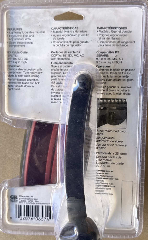 BX Armor Cable Cutter New Sealed Grander bender