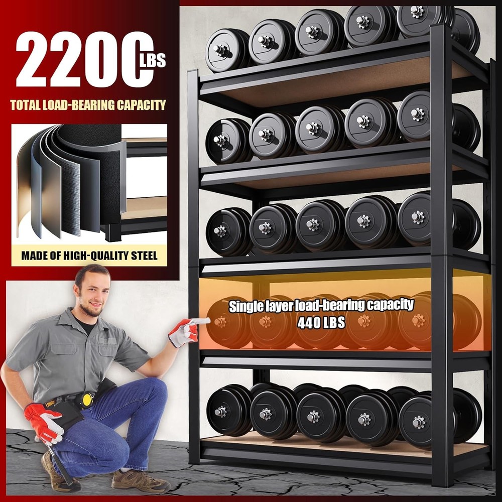 Storage Shelving Rack 5-Tier Adjustable 2000 lbs Load