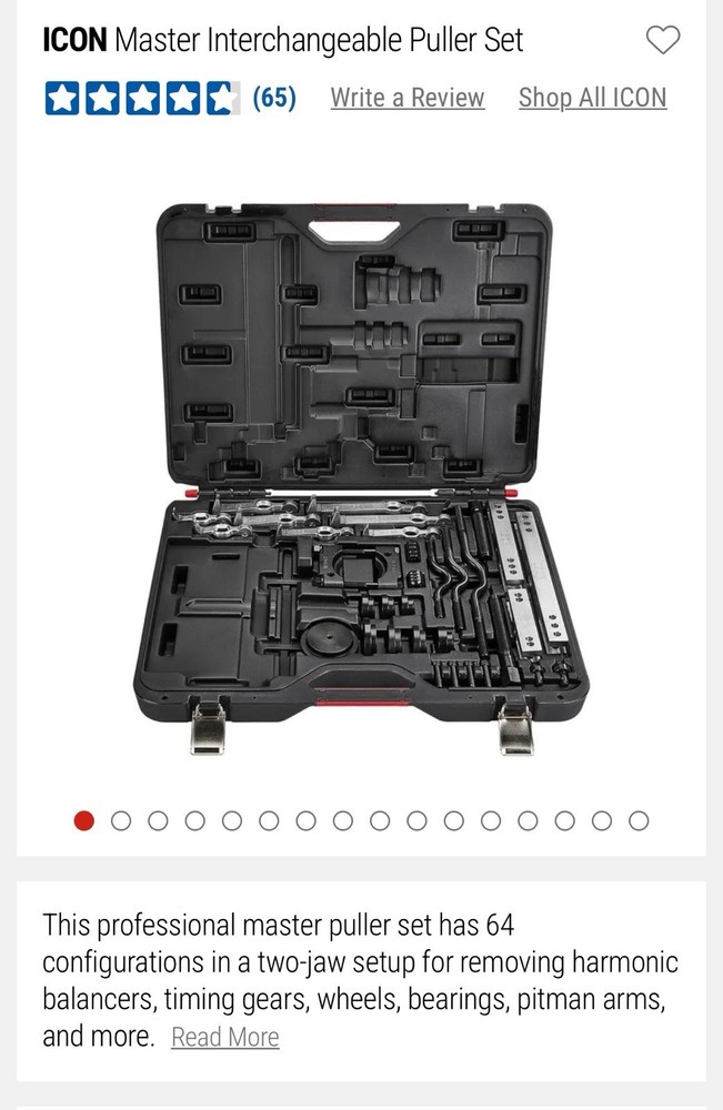 Icon Professional Master Interchangeable Puller 64 Configurations Set Kit Case