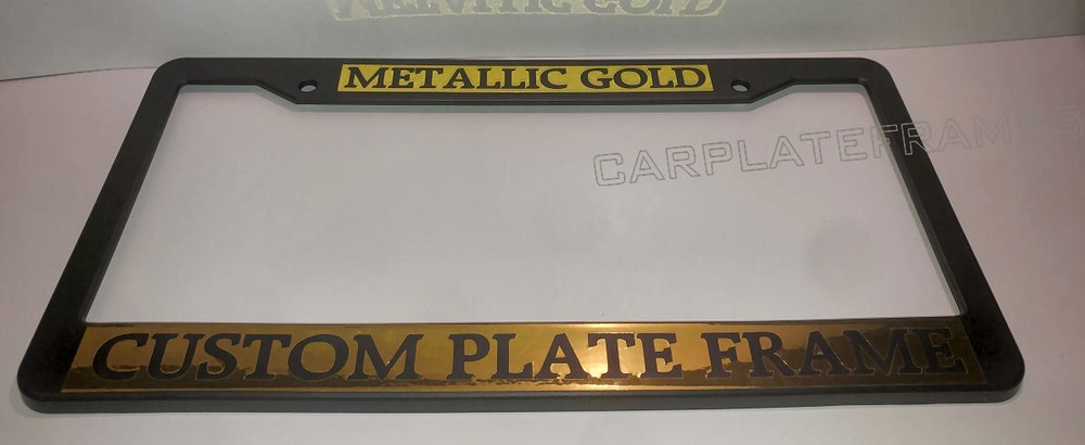 GOLD METALLIC TAG HOLDER CUSTOM TEXT WORDING CUSTOMIZED License Plate Frame