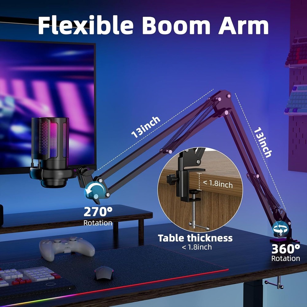 Gaming USB Microphone for PC, Podcast Microphone Kit for Streaming