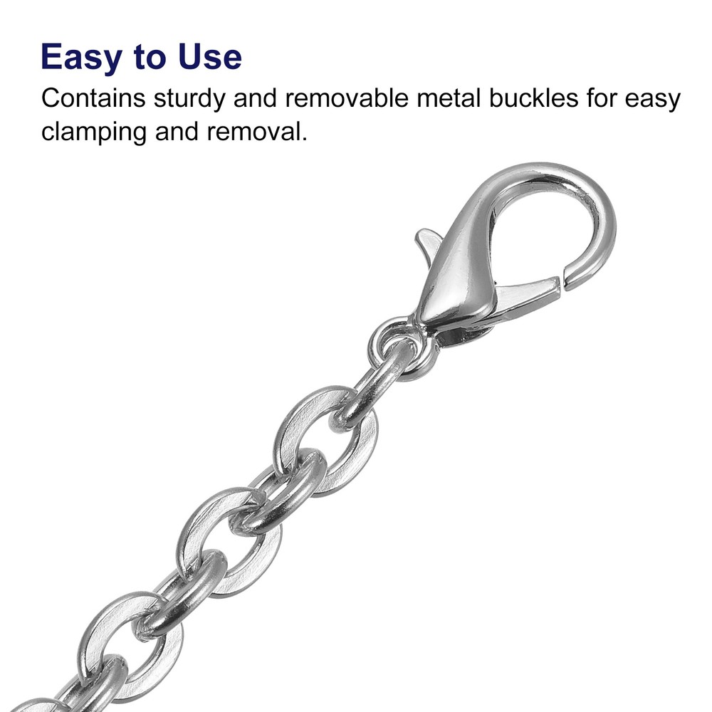 39"x0.22" Purse Chain Strap, Purse Handle Shoulder Replacement Strap, Silver