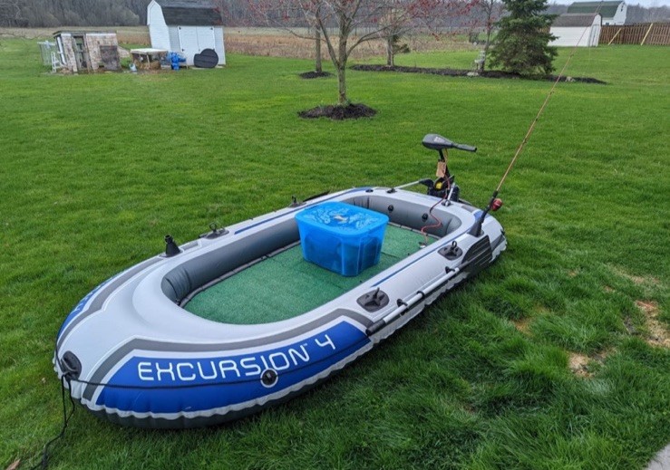✅New! Excursion 4 Inflatable Boat: Includes Deluxe Boat Oars & High-Output Pump