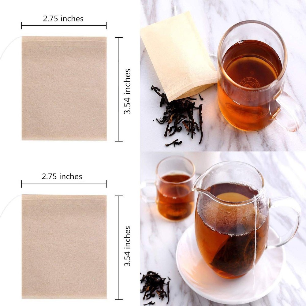 400 Pack Disposable Drawstring Tea Filter Bags Safe & Natural Unbleached Pape...