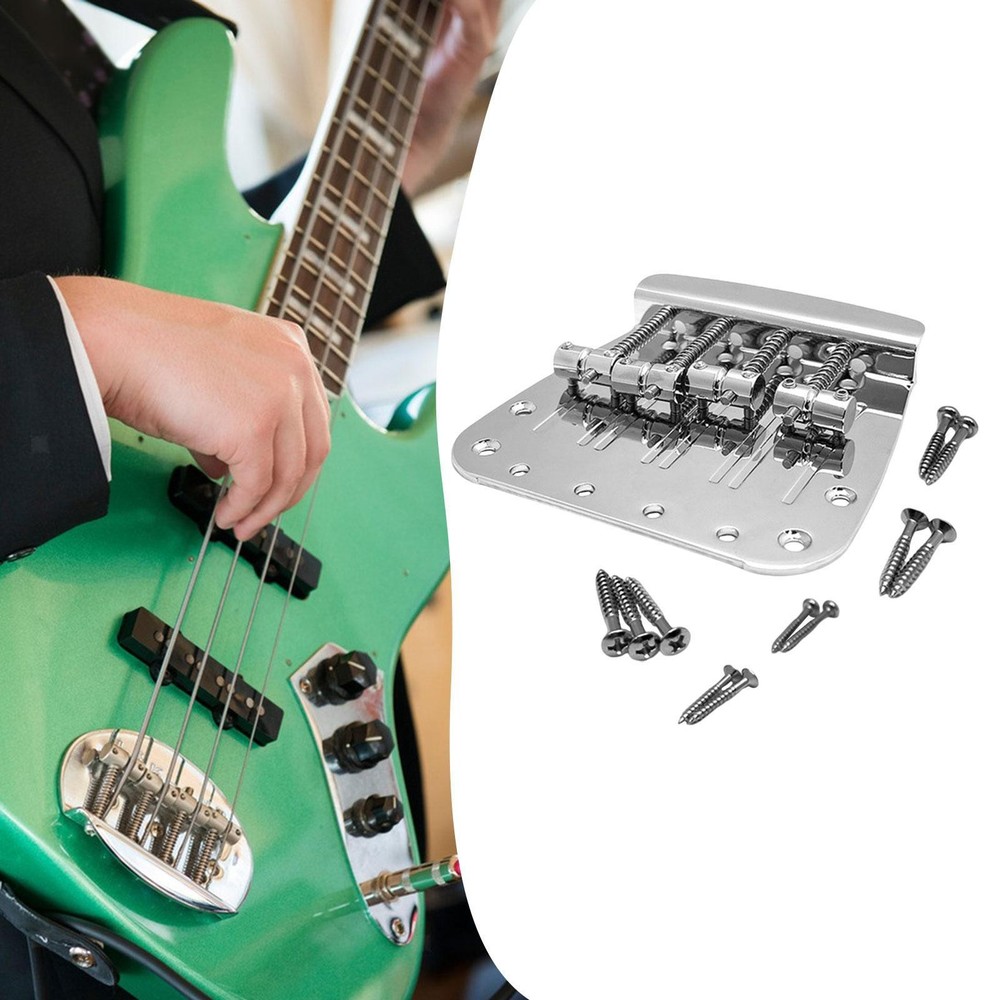 4 String Bass Guitar Bridge Component Directly Replace String Spacing 17.5mm