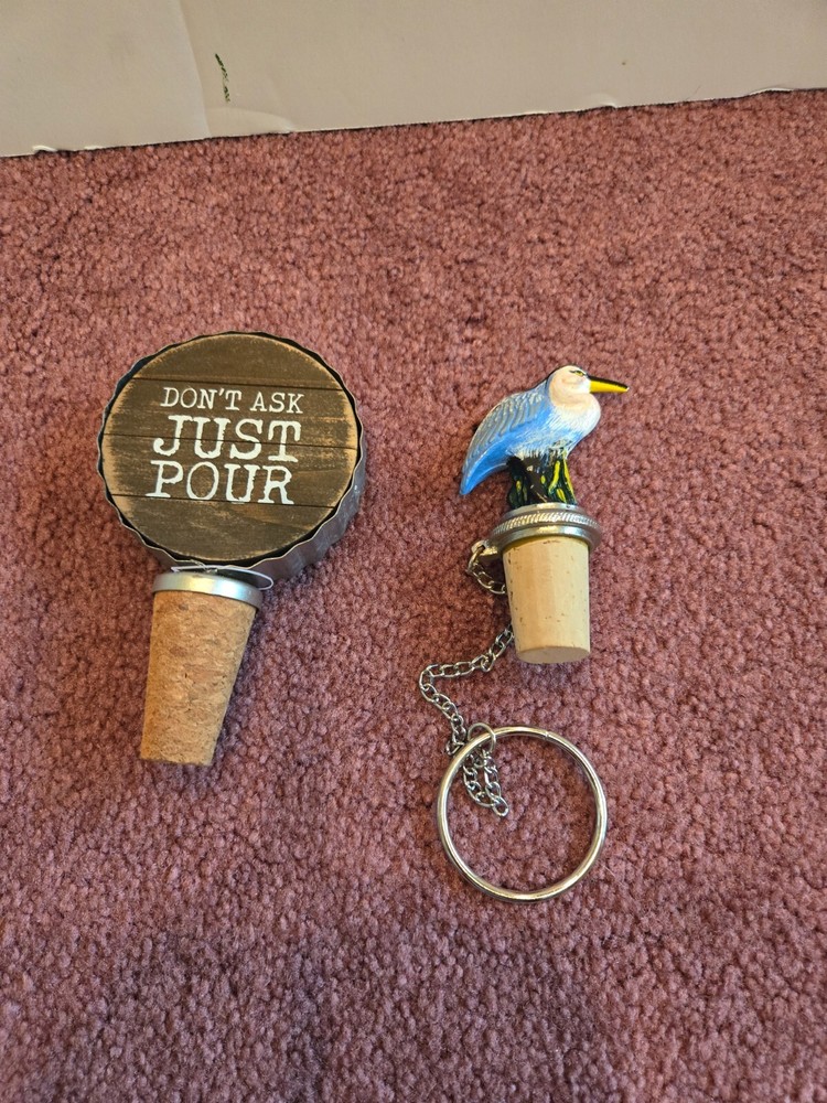 Blue Heron and Don't Ask Just Pour wine corks