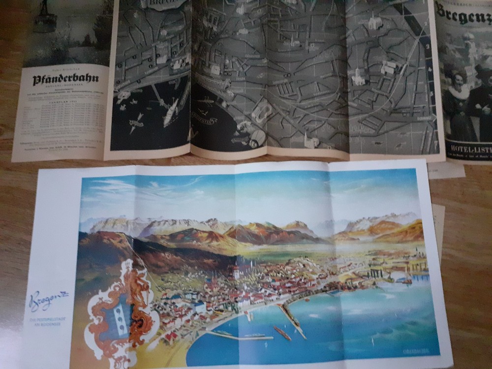 3 tourism leaflets BREGENZ, UBERLINGEN, BODEN-SEE - 1954