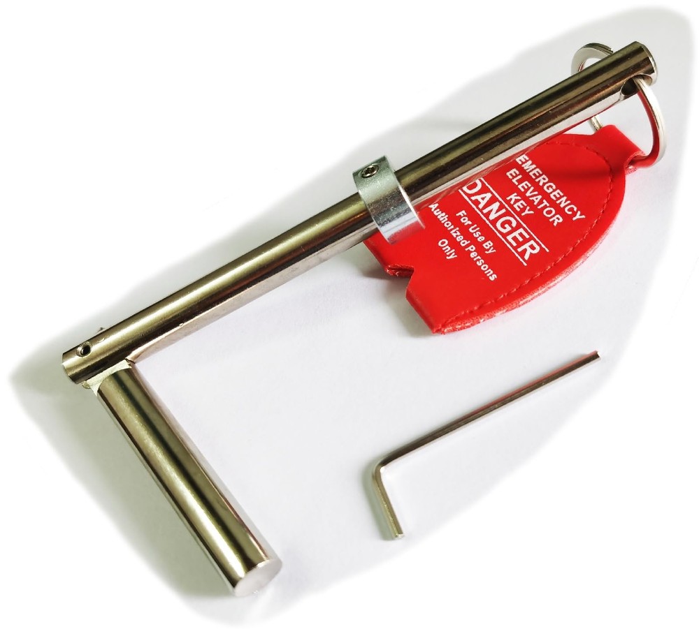 Emergency Key Solid Steel Elevator Door for (1) Red, Silver