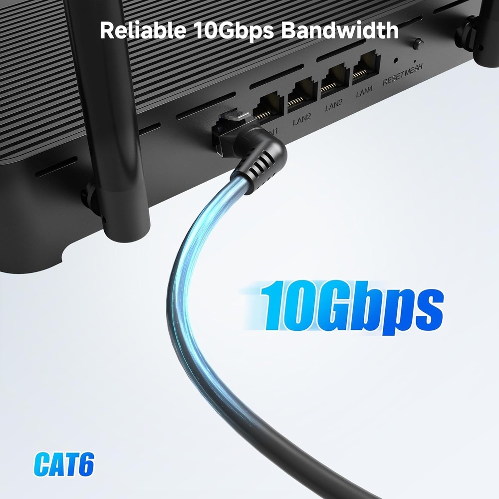 Cable Matters 10ft Rotatable Cat6 Ethernet Cable Right Angle Black