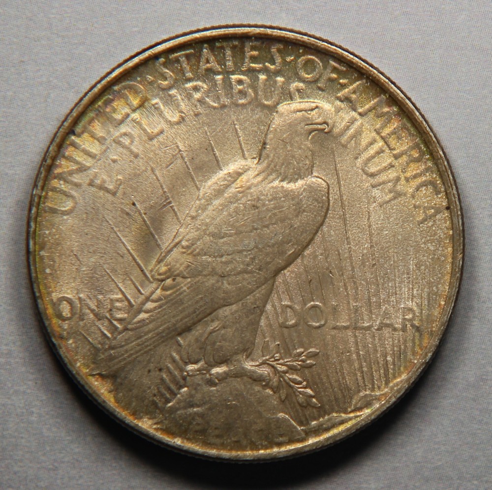 1924 $1 Silver Peace Dollar - Rainbow Toned