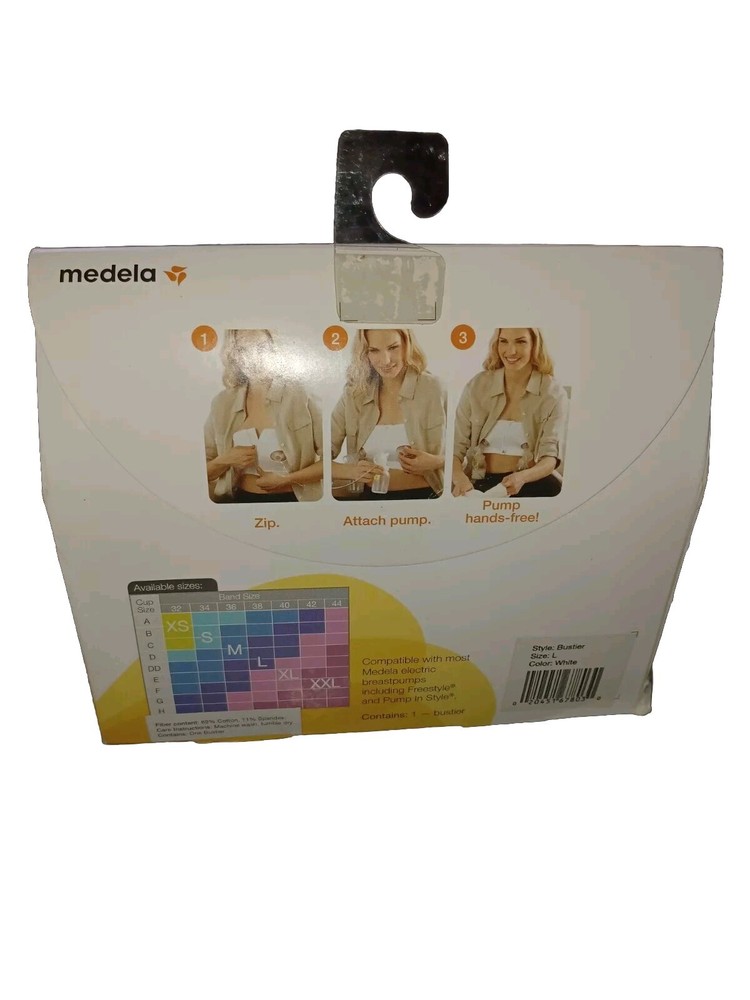 Medela Easy Expression Hands-Free Pumping Bustier White Large New (DF)
