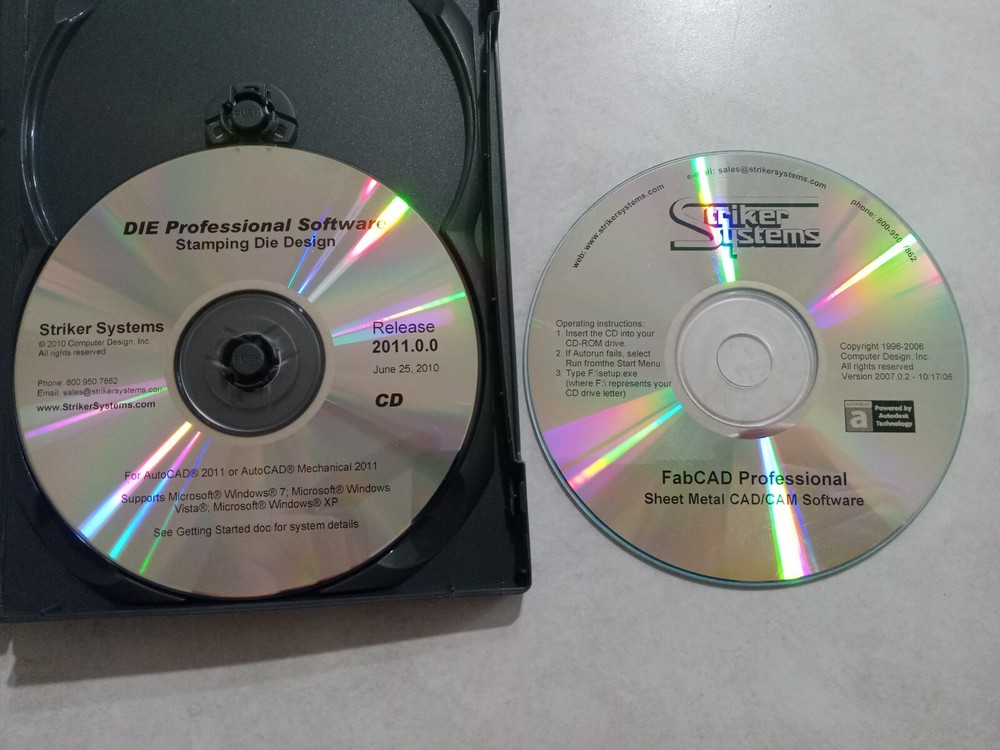 Striker Systems 2011 DIE Professional FabCAD Sheet Metal CAD CAM Software 2007